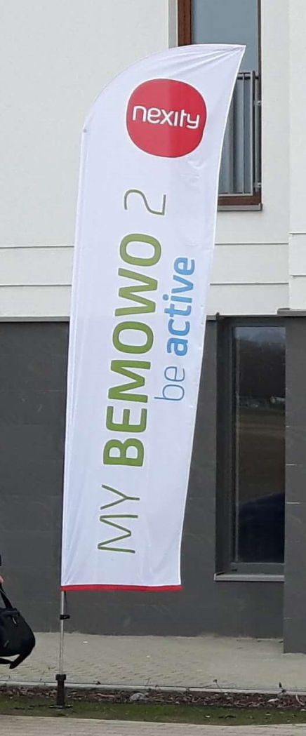 Flagi reklamowe, windery na inwestycji developerskiej - Warszawa Bemowo
